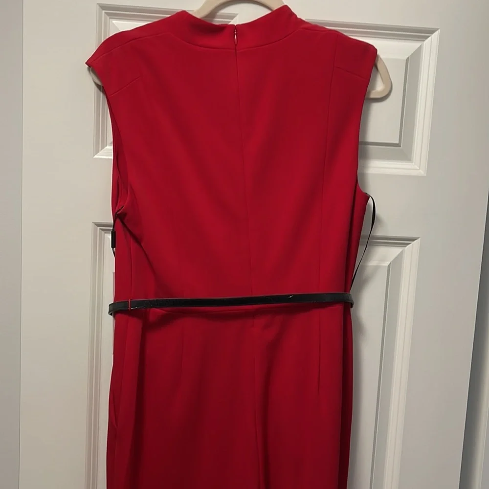 Calvin Klein brand new with tags red belted womens jumpsuit, size 10 - Picture 4 of 4